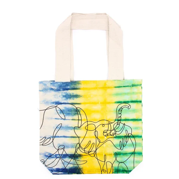 Bavlněná Taška (6oz) - 38x42x12cm - Slony - Vícebarevná - Přírodní Popruhy