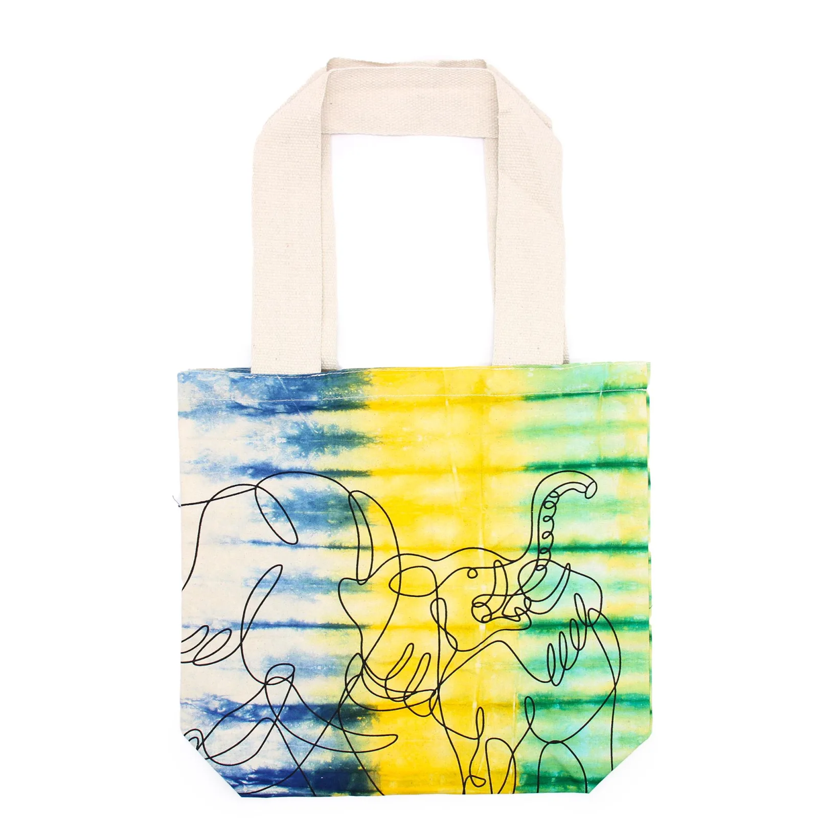 Bavlněná Taška (6oz) - 38x42x12cm - Slony - Vícebarevná - Přírodní Popruhy