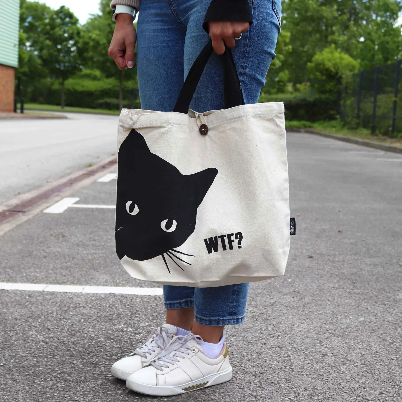 Ikonická Klasická Taška - Black Cat - Přírodní 10oz (36x43x10cm)