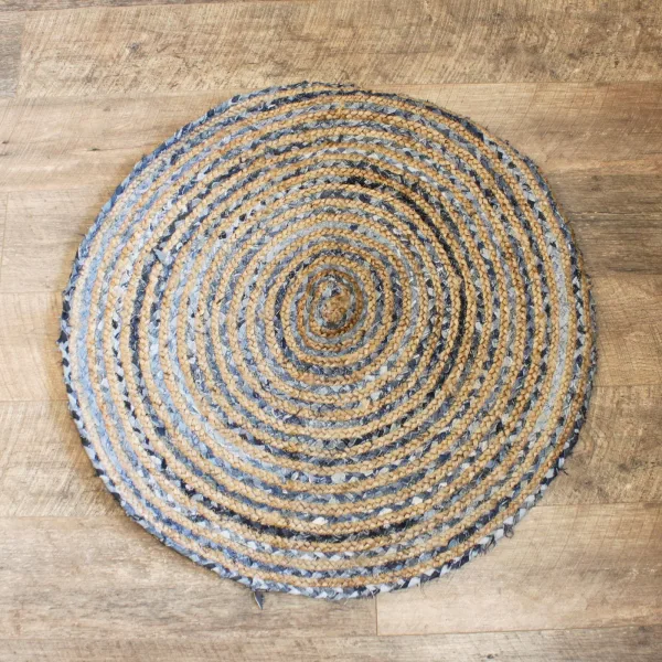 Kruhový Koberec z Juty a Recyklované Džínoviny - 90 cm
