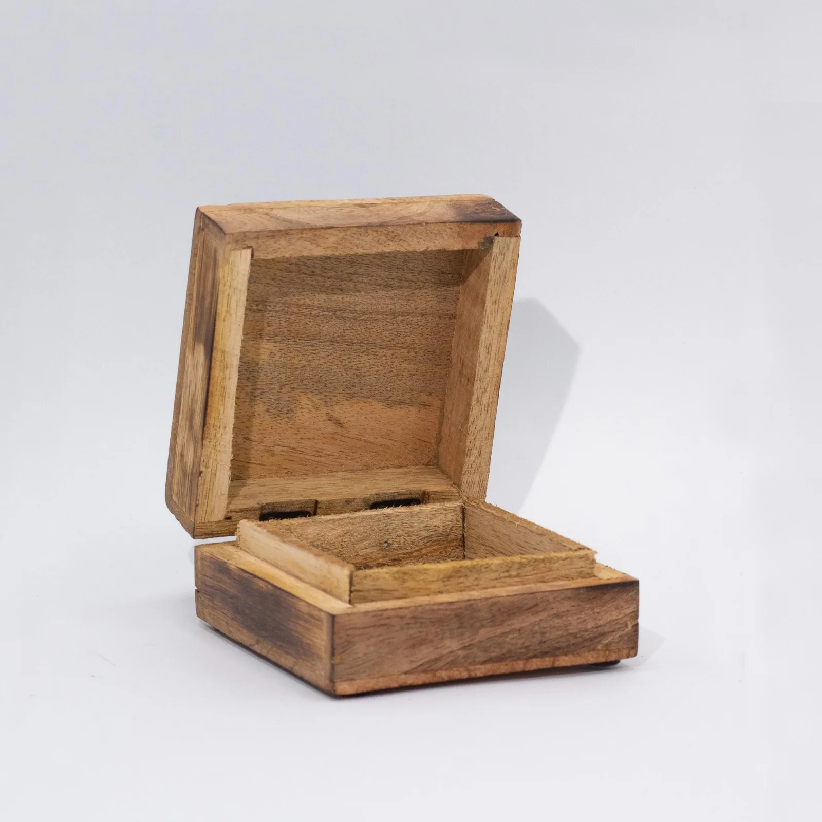Malá Smaltovaná Čtvercová Krabička 10x10x4.2cm - Hříbový Design - Kaštanový