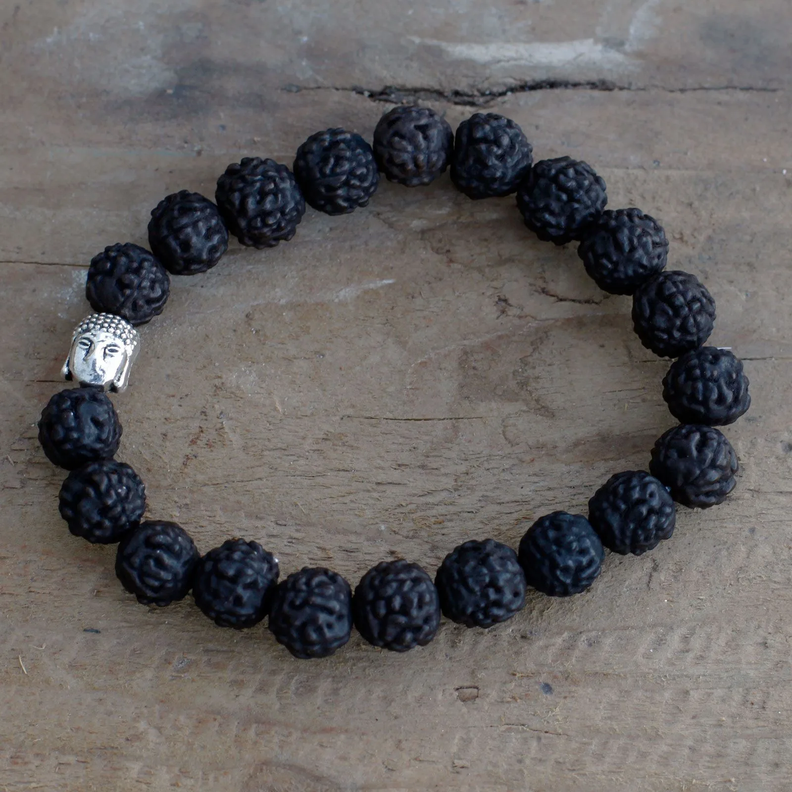 Rudraksha Buddha Mala Náramek - Tmavý