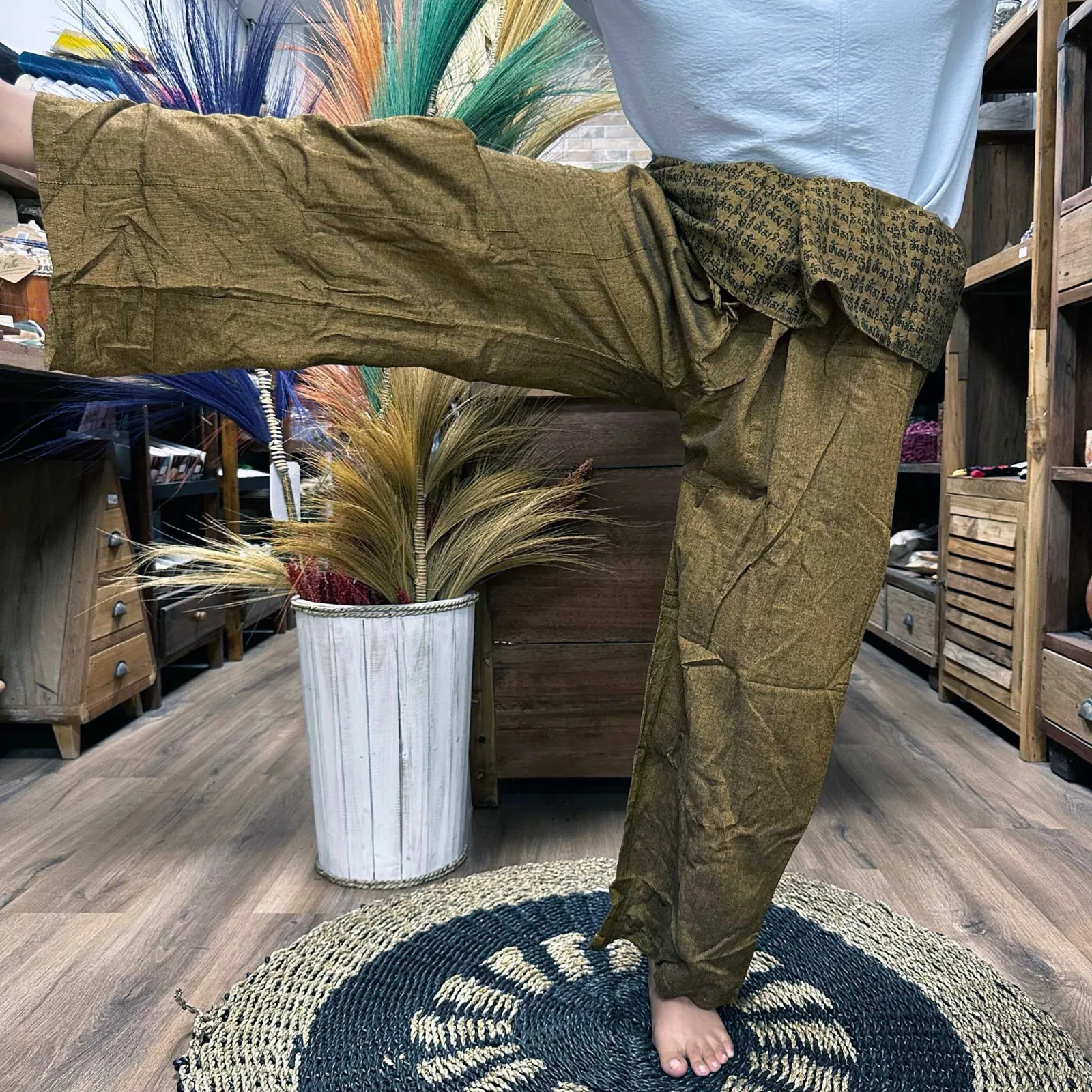 Jógové a Festivalové Kalhoty - Thai Fisherman Mandala Mantra - Oranžové