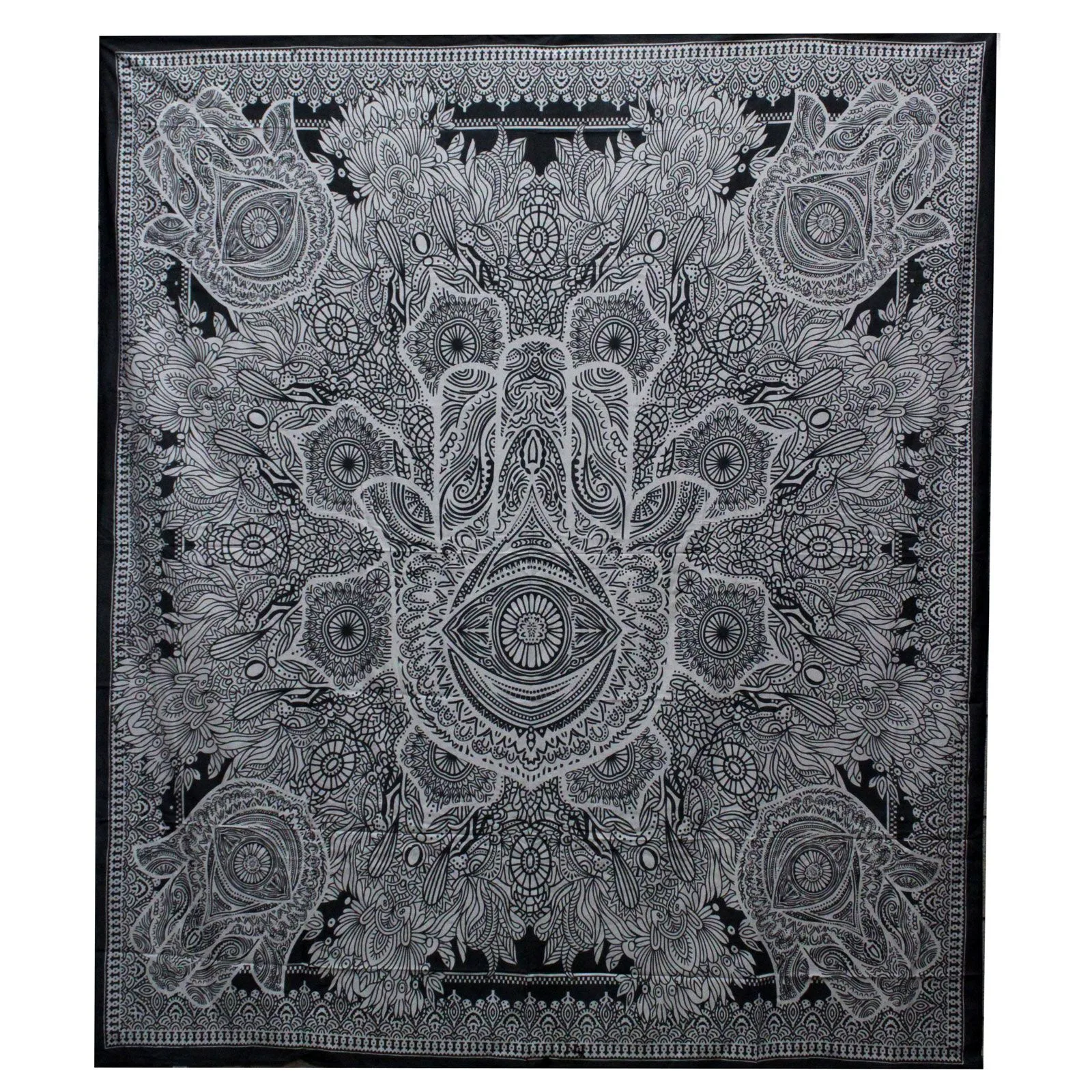 Black & White Přehoz na Postel (Dvojlůžko) - Hamsa