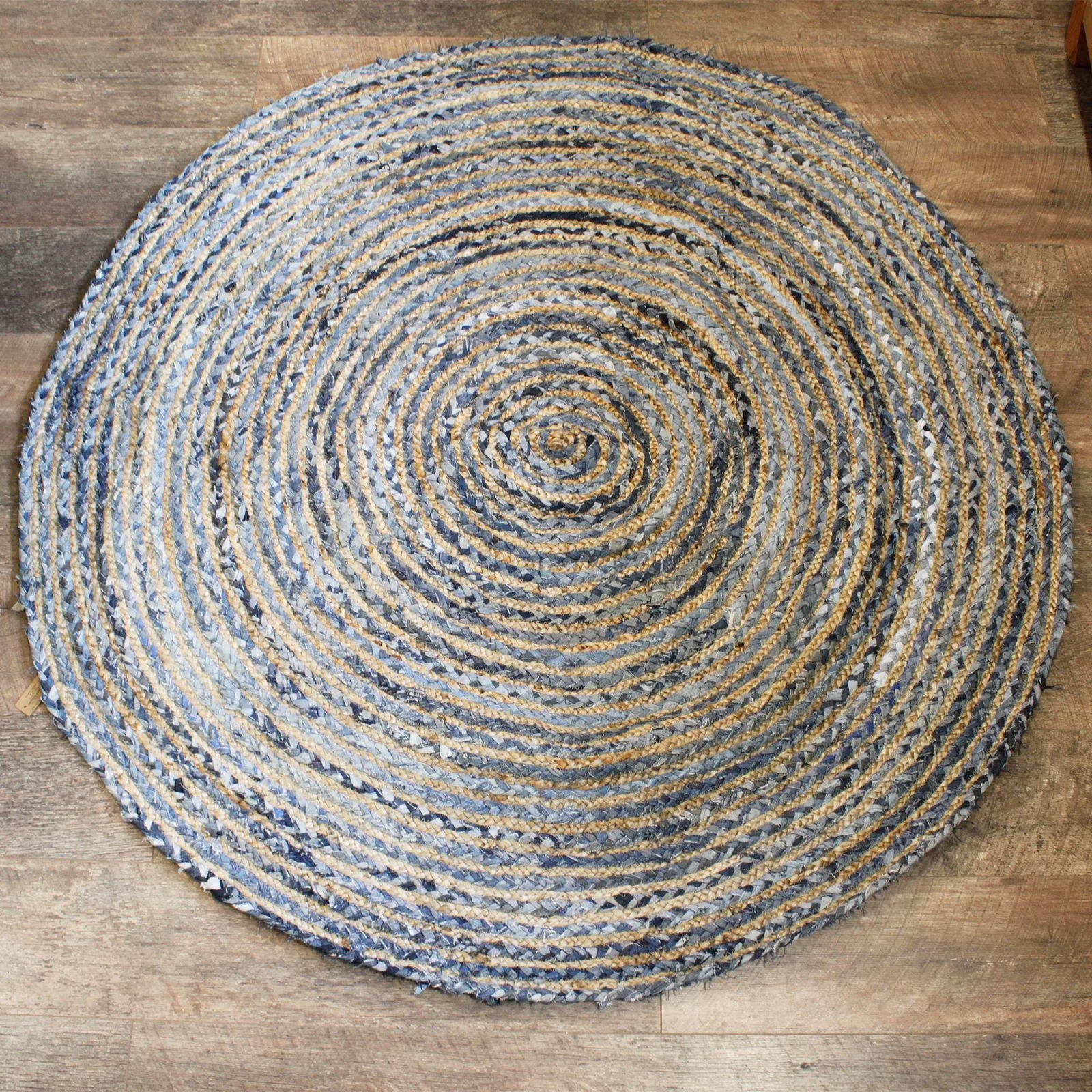 Kruhový Koberec z Juty a Recyklované Džínoviny - 150 cm
