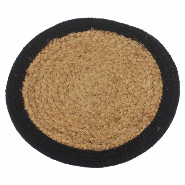 Přírodní Prostírání - Juta & Bavlna 30cm - Černý Okraj
