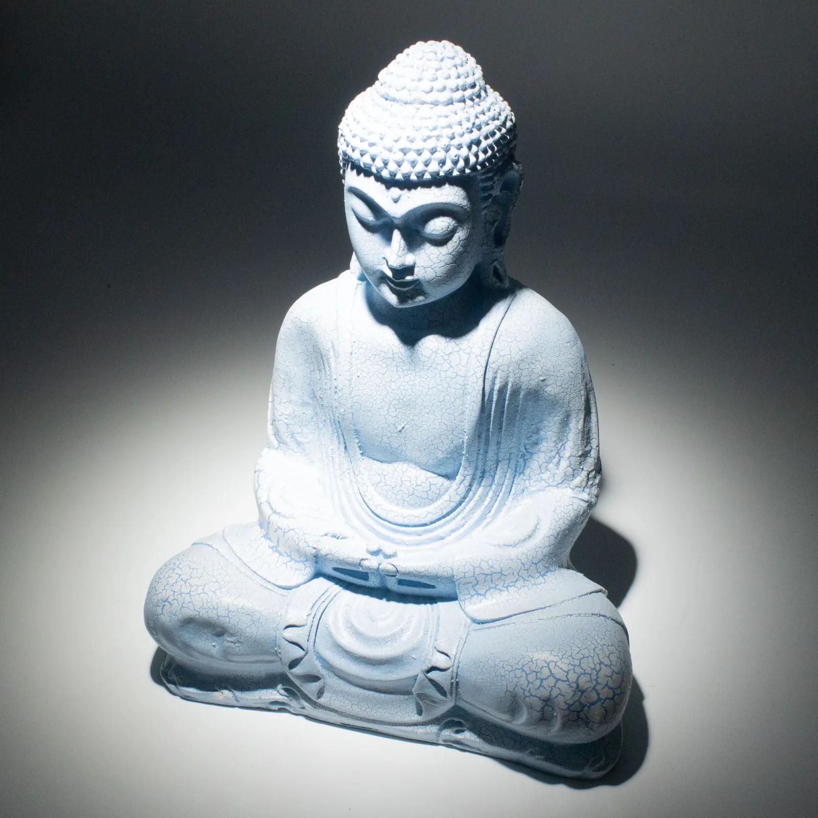 Lampa Meditující Buddha - Nebeská Modrá - Oválný Stojan