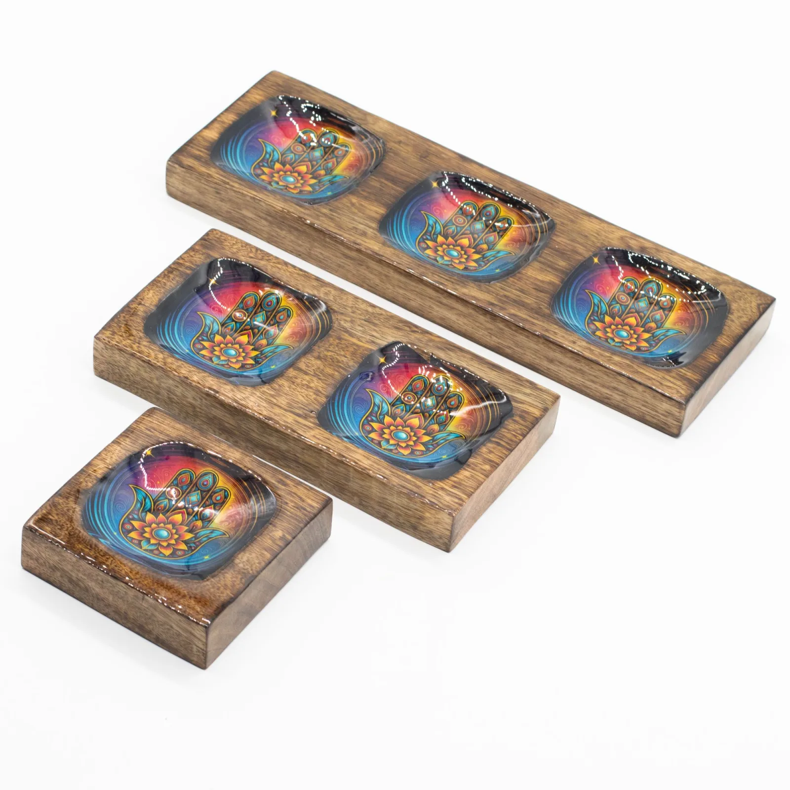 Střední Set Smaltovaných Táců - Hamsa