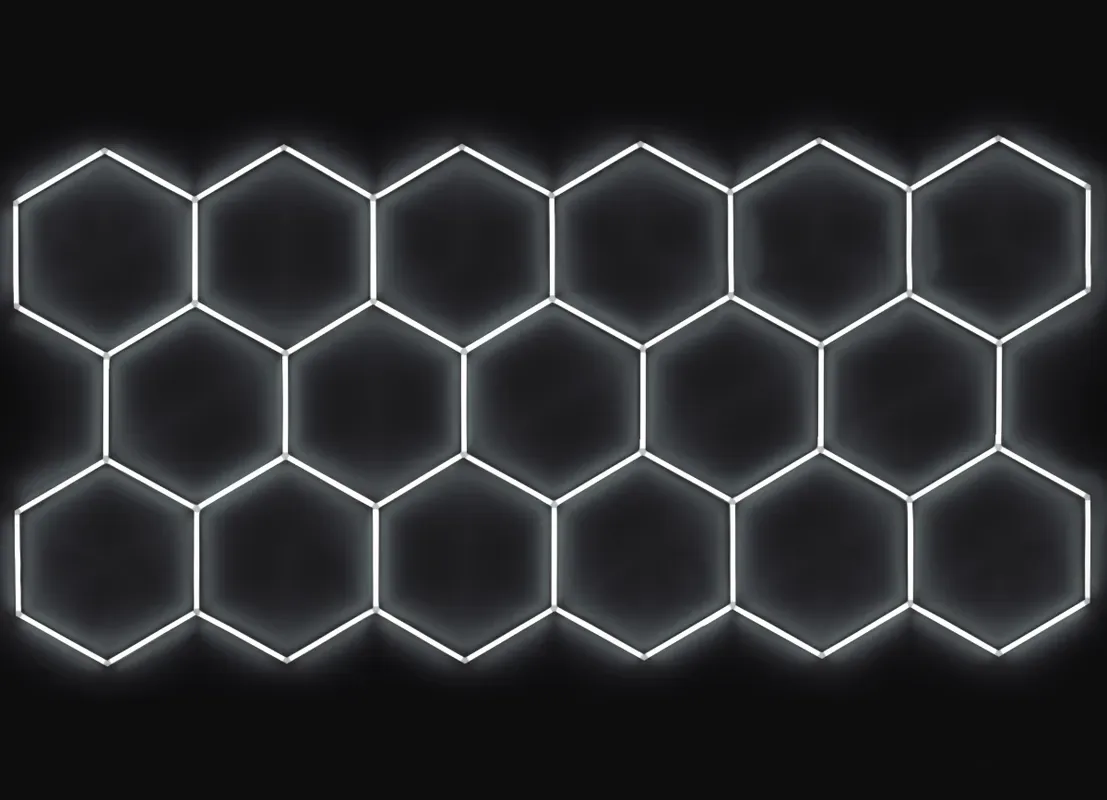 ASC Kompletní LED hexagonové světlo, 17 ks 504 x 238 cm, studená bílá 6500 K