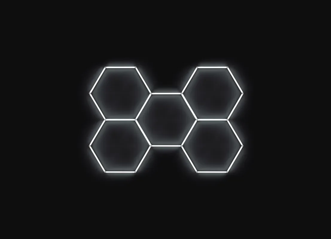 ASC Kompletní LED hexagonové světlo, 5 ks 238 x 168 cm, studená bílá 6500 K