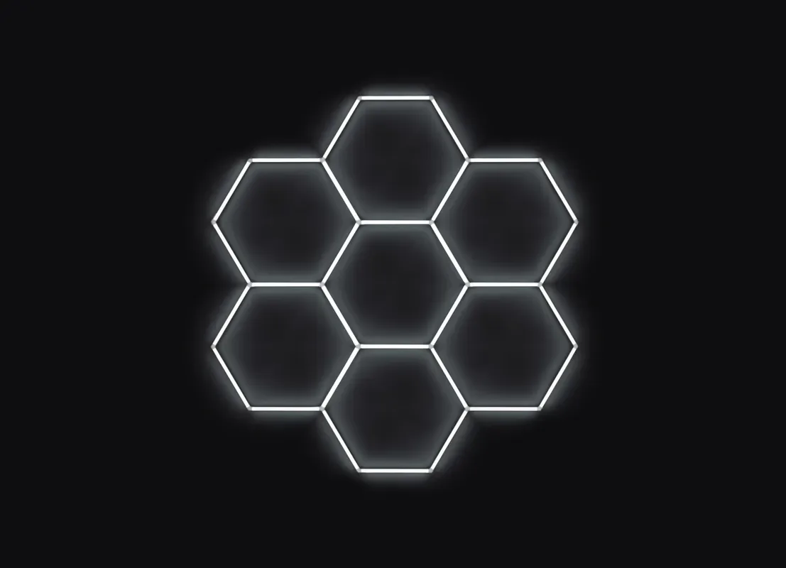 ASC Kompletní LED hexagonové světlo, 7 ks 238 x 252 cm, studená bílá 6500 K