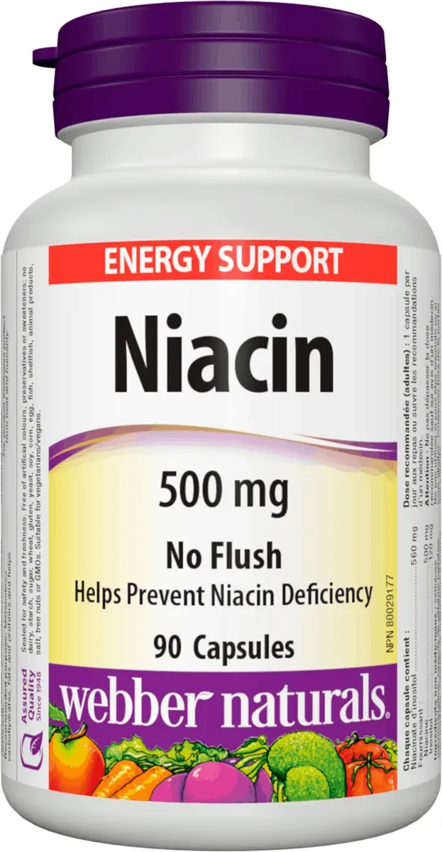 Webber Naturals Niacin 500 mg nealergický 90 kapslí