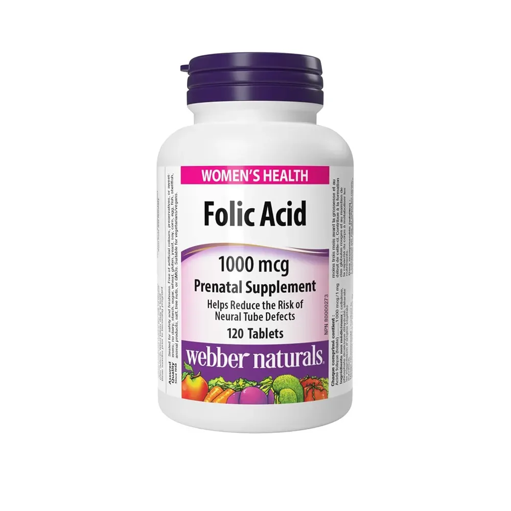 Webber Naturals Folic Acid 1000 mcg 120 tbl