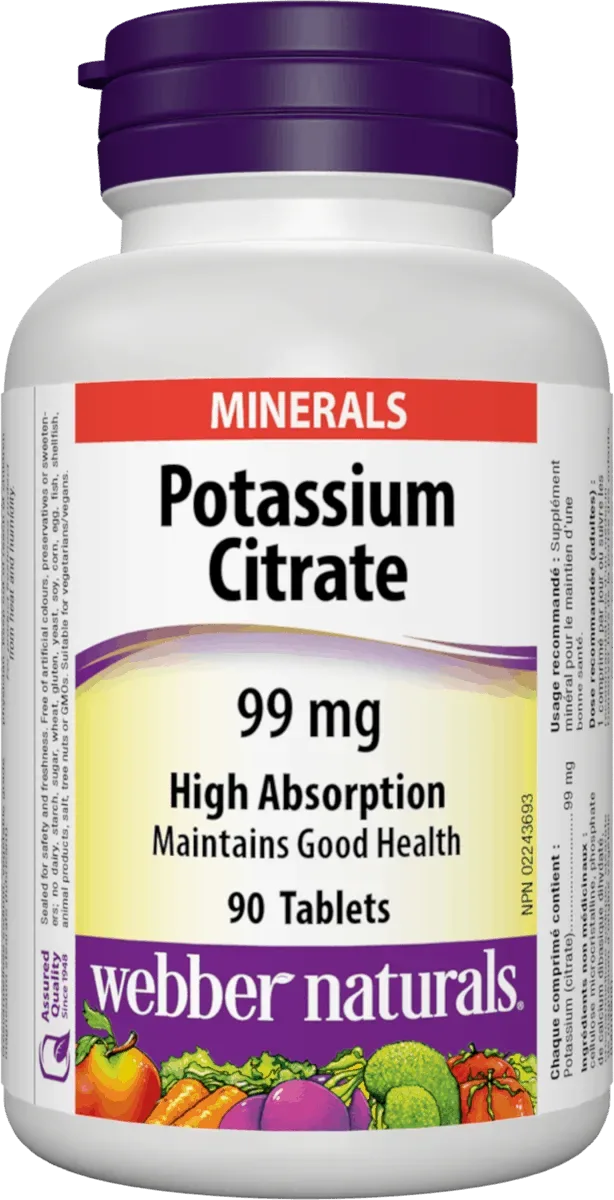 Webber Naturals Potassium Citrate draslík 90 tablet