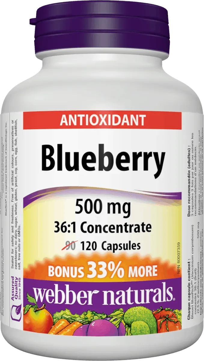 Webber Naturals Blueberry 500 mg 120 cps